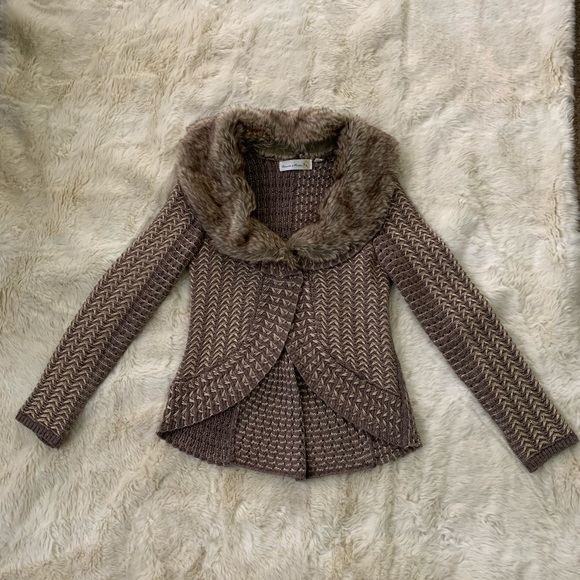 Anthropologie Charlie and Robin Fur Collar Cardigan - Picture 3 of 7